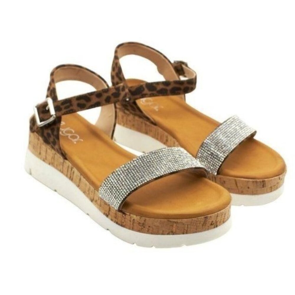 SUGAR Leopard Print Sandals with Silver Accents